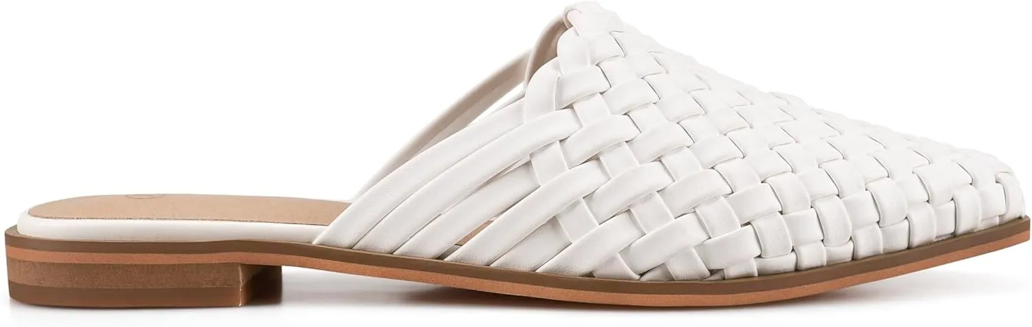 zero-sum Women's Closed Toe Flat Mules Braided Backless Slip-On Sandals Summer Loafer Casual Slides for Women