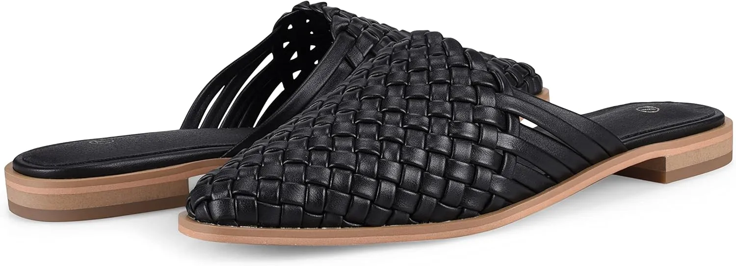 zero-sum Women's Closed Toe Flat Mules Braided Backless Slip-On Sandals Summer Loafer Casual Slides for Women