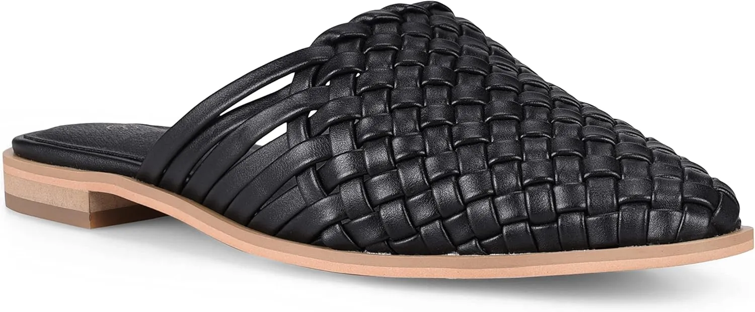 zero-sum Women's Closed Toe Flat Mules Braided Backless Slip-On Sandals Summer Loafer Casual Slides for Women