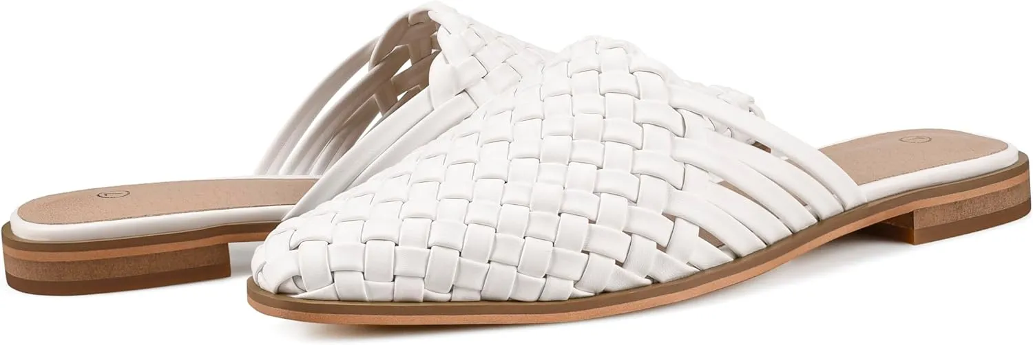 zero-sum Women's Closed Toe Flat Mules Braided Backless Slip-On Sandals Summer Loafer Casual Slides for Women