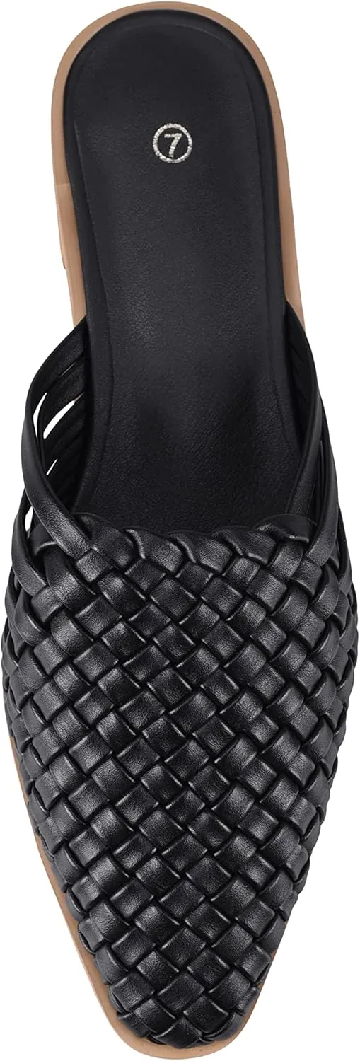 zero-sum Women's Closed Toe Flat Mules Braided Backless Slip-On Sandals Summer Loafer Casual Slides for Women
