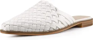 zero-sum Women's Closed Toe Flat Mules Braided Backless Slip-On Sandals Summer Loafer Casual Slides for Women