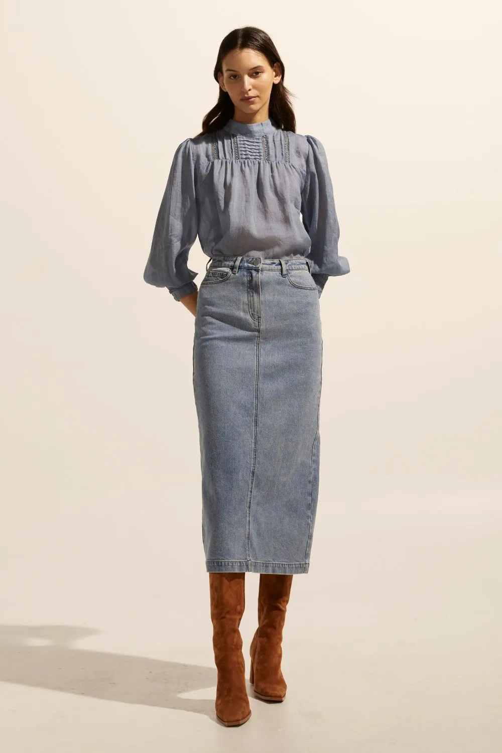 Zoe Kratzmann Accord Skirt - Washed Denim
